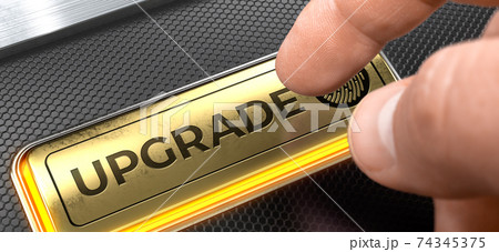 Upgrade - Message on the Gold Keyboard Key. 3D. Upgrade - Message on the Gold Keyboard Key. 3D. 74345375
