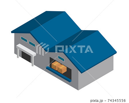 アイソメトリック 工場　倉庫　建物 74345556