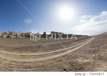 Yardang landform landscape in west of china Yardang landform landscape in west of china 74345657