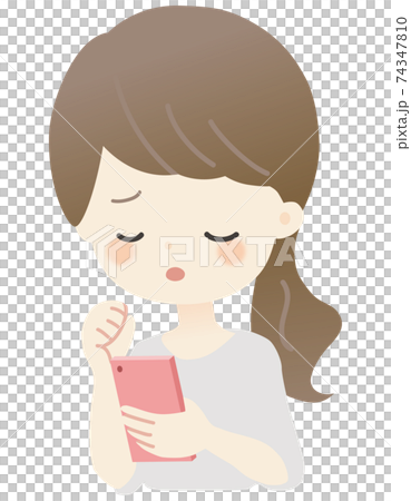 スマホを見る女性 うーん のイラストのイラスト素材 スマホを見る女性 うーん のイラストのイラスト素材