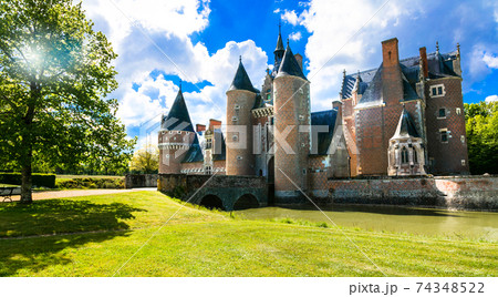 Romantic medieval castles of Loire valley - beautiful Chateau du Moulin. France 74348522