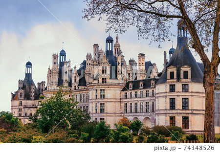 Chambord castle -  masterpiece of Renaissance architecture. Famous castles of Loire valley, France 74348526