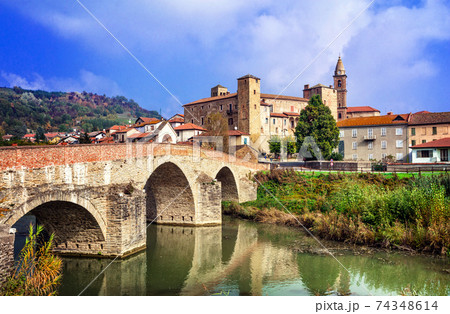 impressive Bormida monastery and castle in regione Asti in Piemonte, Italy impressive Bormida monastery and castle in regione Asti in Piemonte, Italy 74348614