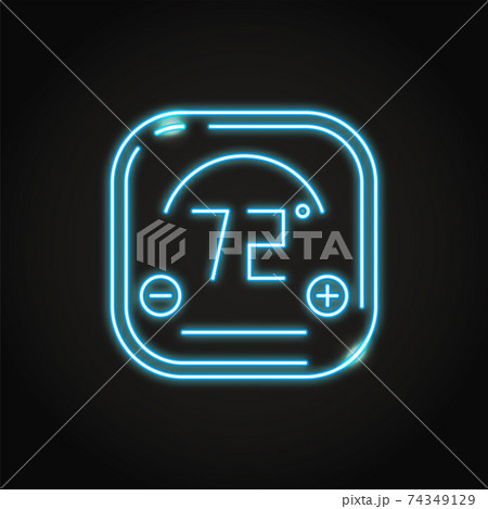Neon smart thermostat icon in line style Neon smart thermostat icon in line style 74349129