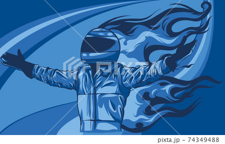 Illustration Featuring a Man in a Racing Suit With a Helmet 74349488