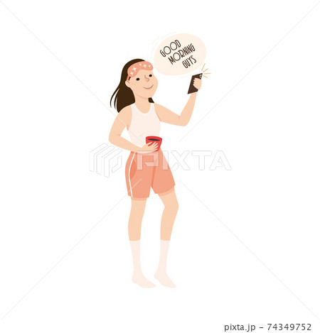 Blogger Girl Streaming Online from Smartphone, Blogging, Social Media Networking Concept Cartoon Style Vector Illustration Blogger Girl Streaming Online from Smartphone, Blogging, Social Media Networking Concept Cartoon Style Vector Illustration 74349752