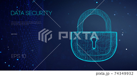 Data Security Binary Lock. Security cloud data attack. Encryption code computer firewall concept. Alarm locks server data. Asian it support vector illustration. 74349932