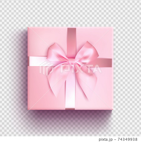 Pink gift box isolated object. Realistic 3d vector illustration. Christmas gift box. Top view. Pink gift box isolated object. Realistic 3d vector illustration. Christmas gift box. Top view. 74349938