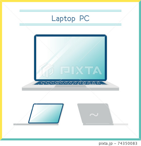 ノートパソコンのシンプルなベクターイラストセットのイラスト素材