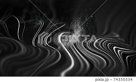 Grey tech background abstract wave with particles and smoke. Geometric background communication network. 74350334