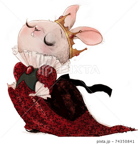 Cute Little Hare With Queen Red Dressのイラスト素材
