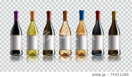 Red wine bottle. Set of white, rose, and red wine bottles. isolated on white background. Red wine bottle. Set of white, rose, and red wine bottles. isolated on white background. 74351260