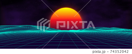 80s background retro landscape. Futuristic neon 1980s style. Cyber surface. Party background. Retro 80s fashion Sci-Fi Summer Landscape Background. 80s background retro landscape. Futuristic neon 1980s style. Cyber surface. Party background. Retro 80s fashion Sci-Fi Summer Landscape Background. 74352042
