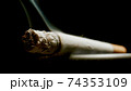 MACRO: Cigarette smoking on black background. 74353109