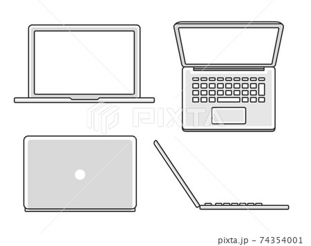 ノートパソコンのイラストセットのイラスト素材