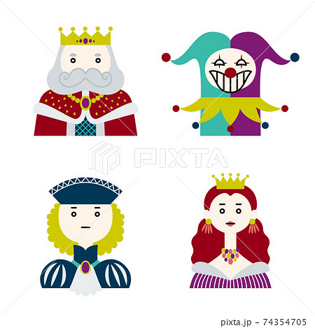 Playing Cards King Joker Jack Queen Colorful Stock Illustration