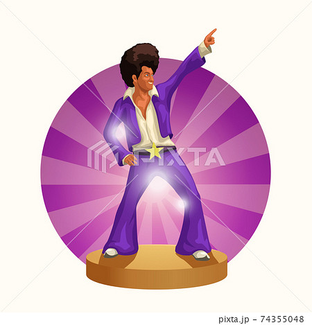 Cute Man In Disco 70s Style Dancingのイラスト素材