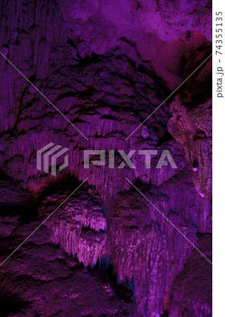 Stalactite and stalagmite formations in a limestone cave of Halong Bay, Stalactite and stalagmite formations in a limestone cave of Halong Bay, 74355135