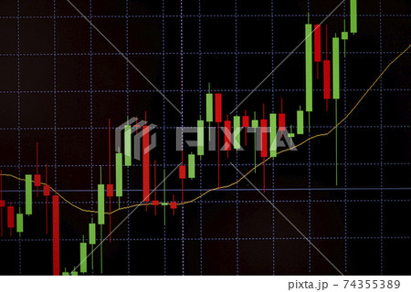Stock market digital graph chart business indicator stock exchange trading analysis investment financial on display crisis stock crash down and grow up gain and profits financial impact or forex graph 74355389