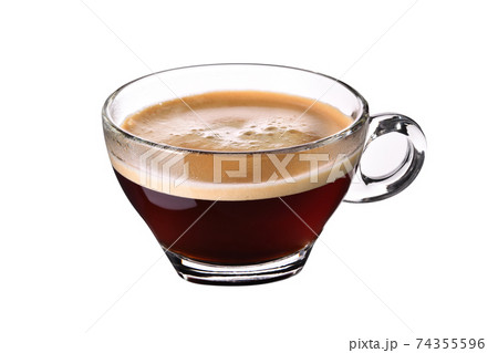 Glass cup of espresso coffee isolated on white background 74355596
