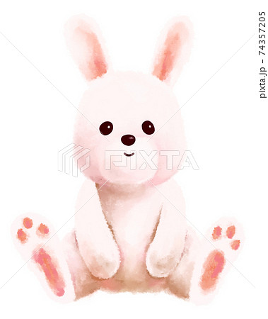 ウサギのぬいぐるみ 水彩 手描きのイラスト素材