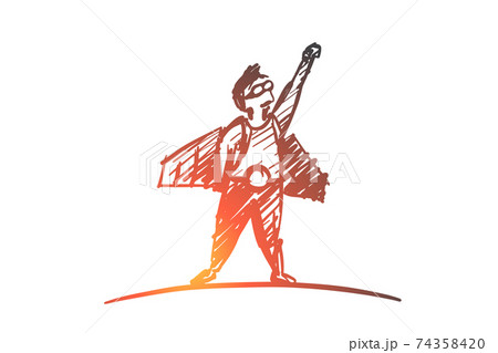 Hand drawn man in hero man clothing 74358420