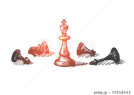 Hand drawn chess figures with king in center Hand drawn chess figures with king in center 74358543