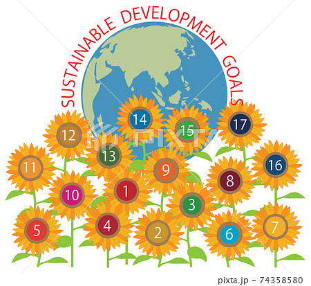 SDGs  17GOALs　ひまわり　満開   74358580