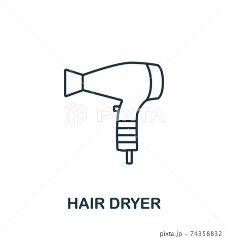 Hair Dryer icon from makeup and beauty collection. Simple line element Hair Dryer symbol for templates, web design and infographics Hair Dryer icon from makeup and beauty collection. Simple line element Hair Dryer symbol for templates, web design and infographics 74358832