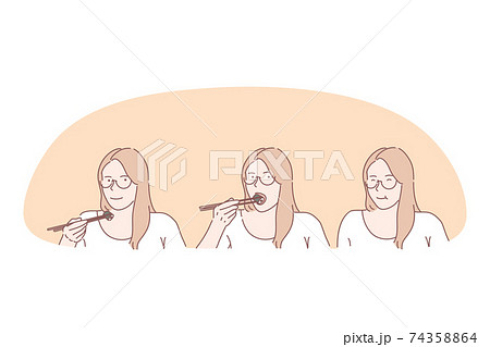 Women eating sushi concept 74358864
