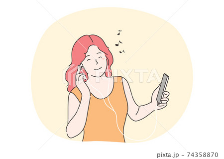 Woman listening music concept 74358870