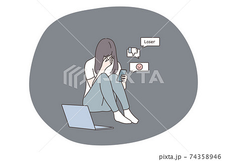 Depression, bullying, bad news, social media, anxiety concept Depression, bullying, bad news, social media, anxiety concept 74358946