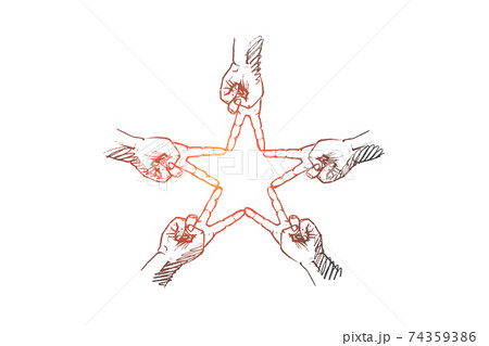 Hand drawn star formed by human fingers 74359386