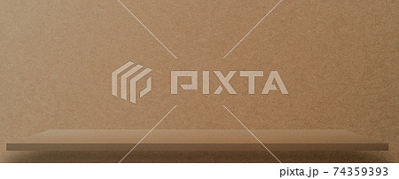 Front view of empty shelf on table showcase and wall background 74359393