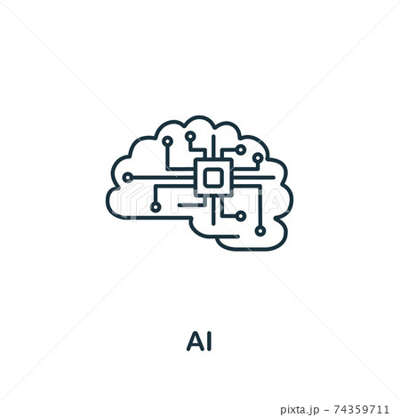 Ai icon from machine learning collection. Simple line Ai icon for templates, web design and infographics 74359711