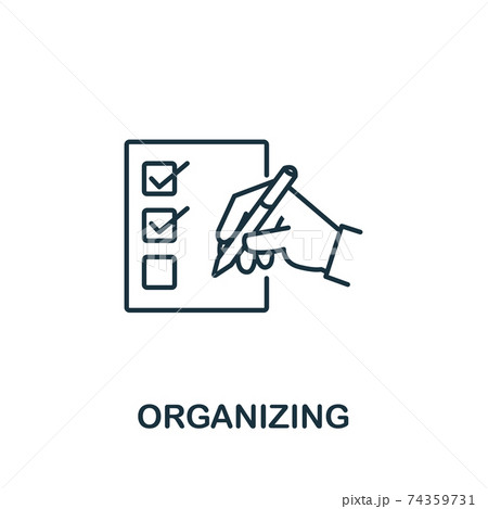 Organizining icon from life skills collection. Simple line Organizining icon for templates, web design and infographics Organizining icon from life skills collection. Simple line Organizining icon for templates, web design and infographics 74359731