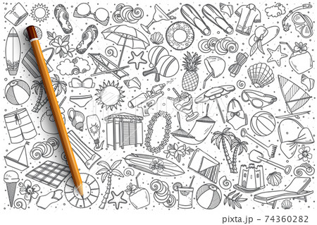 Hand drawn vector beach set 74360282