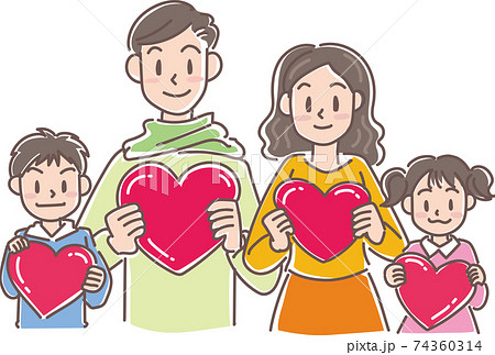 ハートを家族4人 74360314
