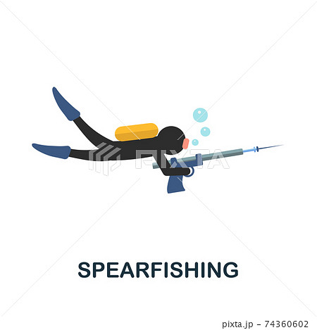 Spearfishing flat icon. Color simple element from diving collection. Creative Spearfishing icon for web design, templates, infographics and more Spearfishing flat icon. Color simple element from diving collection. Creative Spearfishing icon for web design, templates, infographics and more 74360602