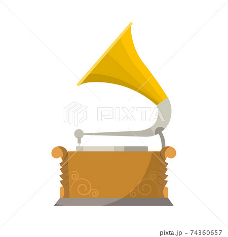 Vintage music object. Retro audio gramophone or turntable. Color symbol design. Vector illustration design template Vintage music object. Retro audio gramophone or turntable. Color symbol design. Vector illustration design template 74360657