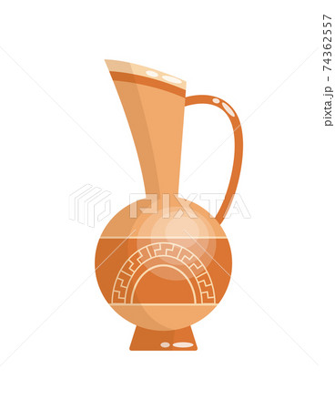 Greek vase in ancient style as template for Interior. Greece culture ceramic urn in traditional color and form. Vector greek antiquity amphora 74362557