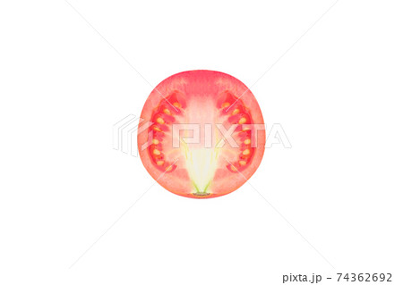 Tomato cut in half on isolated white background. 74362692