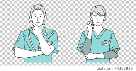 人物插畫護士男女身分簡單護士援助 74362939