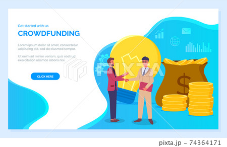 Crowdfunding landing page template. People invest their money to business for future profit 74364171
