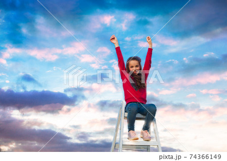 the teen girl is happy to have succeeded the teen girl is happy to have succeeded 74366149