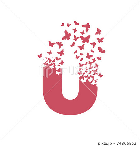 letter U with effect of destruction. Dispersion. Butterfly, moth letter U with effect of destruction. Dispersion. Butterfly, moth 74366852
