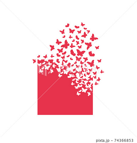 The square shape turns into a cloud of butterflies. Effect of destruction. Dispersion. Butterfly, moth. The square shape turns into a cloud of butterflies. Effect of destruction. Dispersion. Butterfly, moth. 74366853