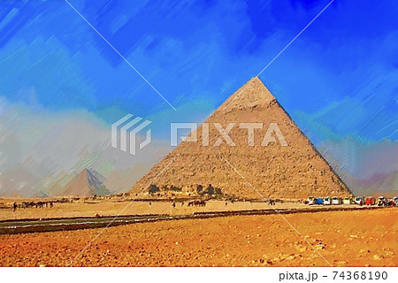エジプト ピラミッドの風景のイラスト素材