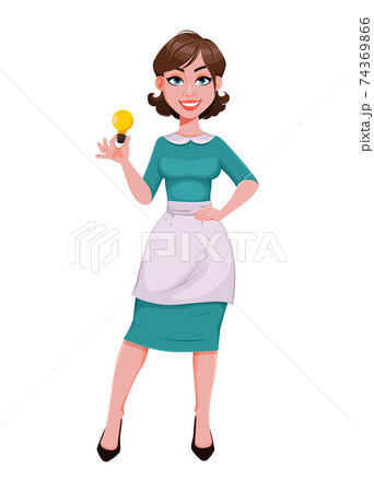 Cheerful housekeeper, mother, beautiful woman 74369866