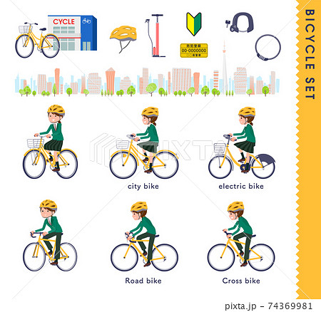 flat type school girl Green Blazer_bicycle-set flat type school girl Green Blazer_bicycle-set 74369981